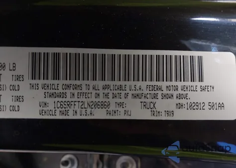 2020 Ram 1500 Big Horn 4X4 5'7 Box from USA, damaged, VIN 1C6SRFFT2LN206860